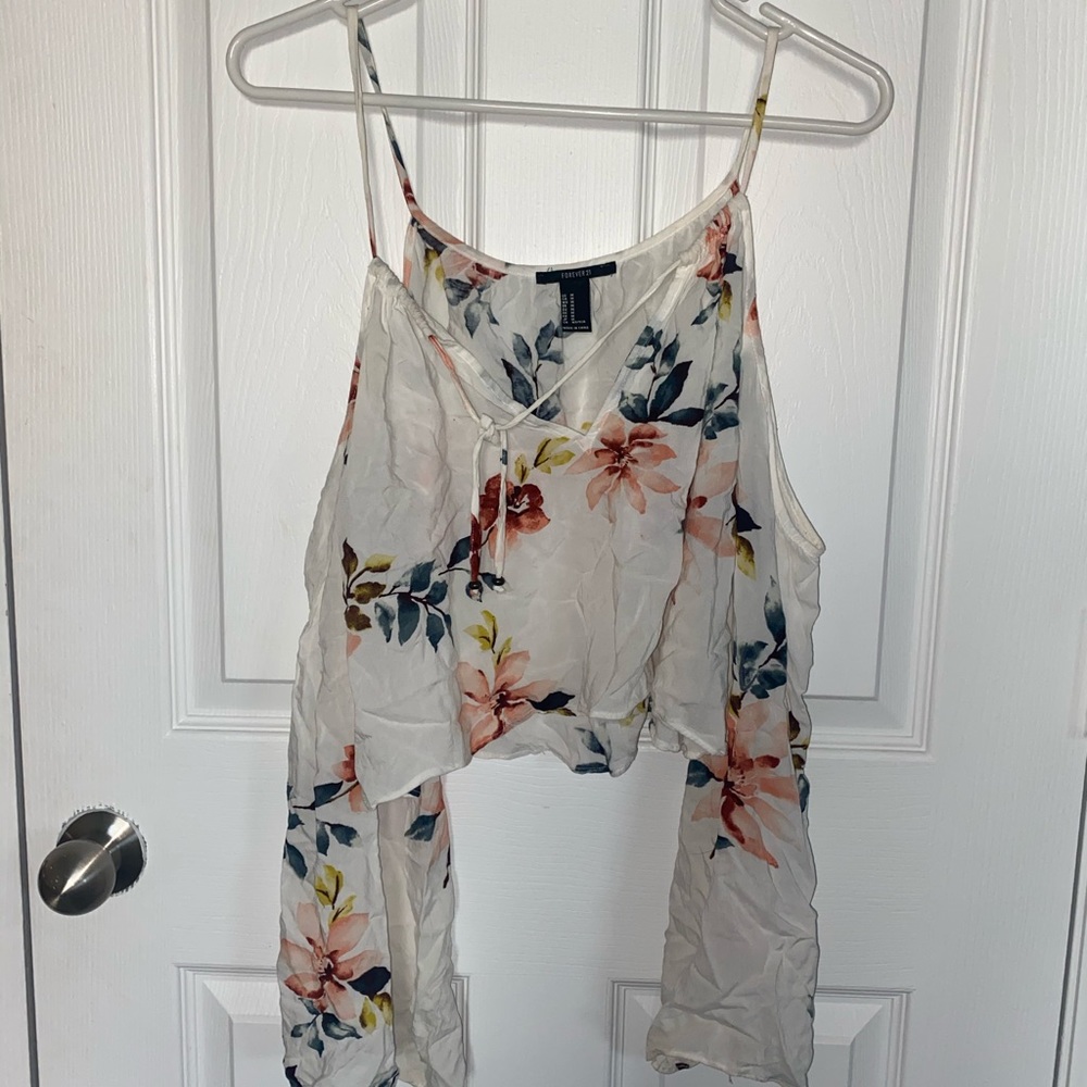 Forever 21 floral over the shoulder shirt